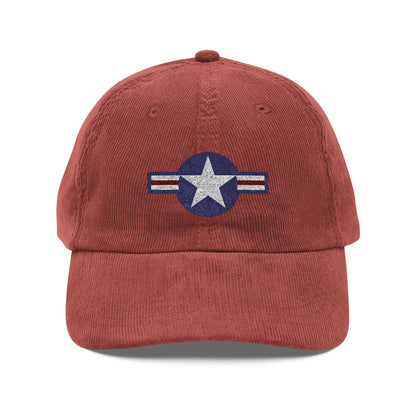 Embroidered USAF Roundel Corduroy Cap