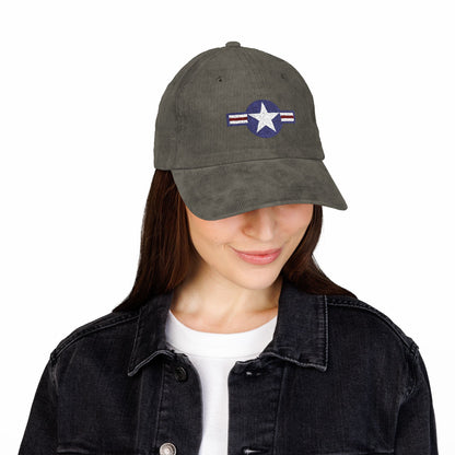 Embroidered USAF Roundel Corduroy Cap