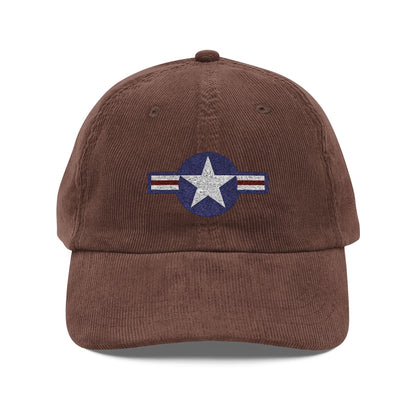Embroidered USAF Roundel Corduroy Cap