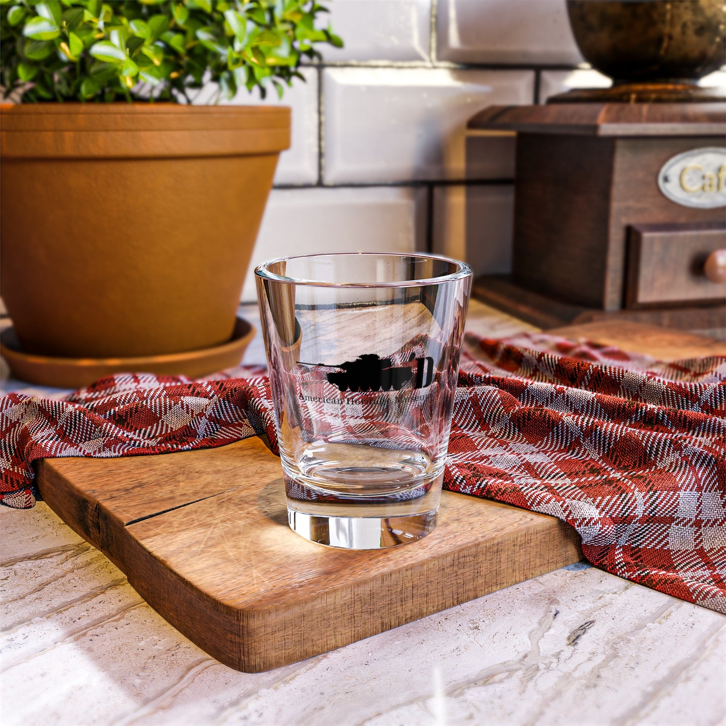 Tank'd Shot Glass