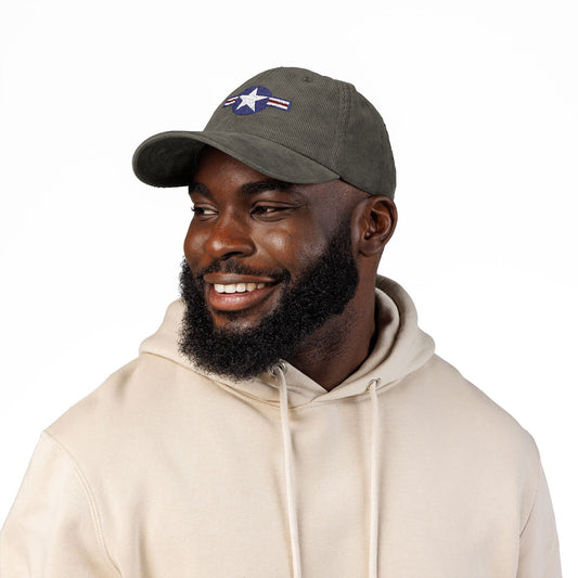 Embroidered USAF Roundel Corduroy Cap
