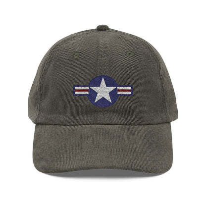 Embroidered USAF Roundel Corduroy Cap